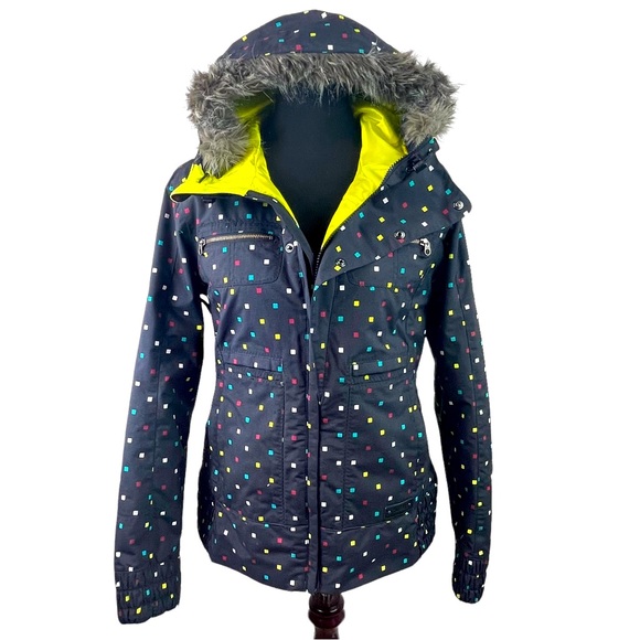 Burton Jackets & Blazers - Burton Lush Black Multi Color Squares Snowboard Ski Snow Jacket Women's Size L